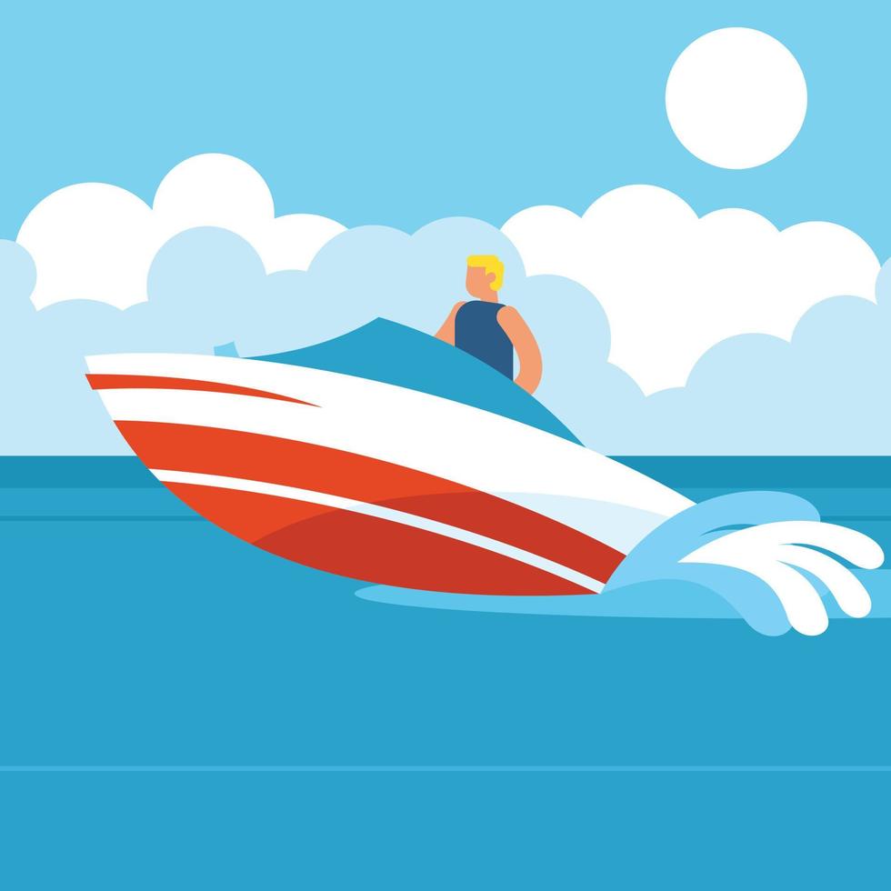 Vector Image Of A Man Driving A Speedboat