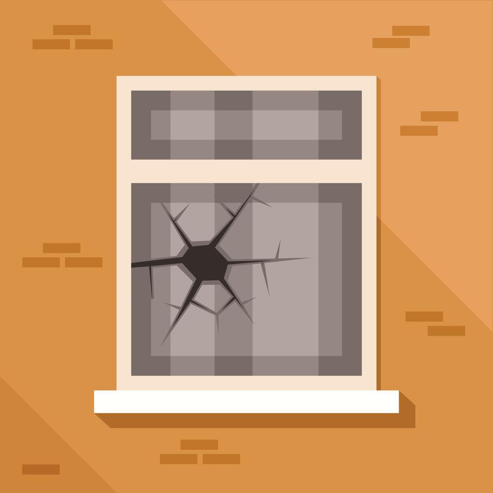 Vector Image Of A Window With Broken Glass