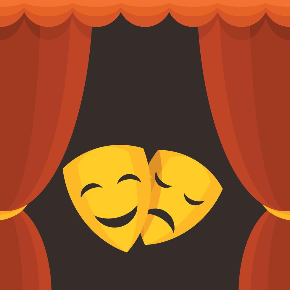 Sad And Happy Theater Masks, Symbols Of Drama And Comedy vector