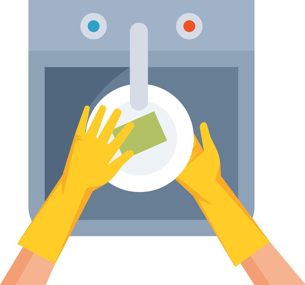 Vector Image Of Hand Washing Dishes
