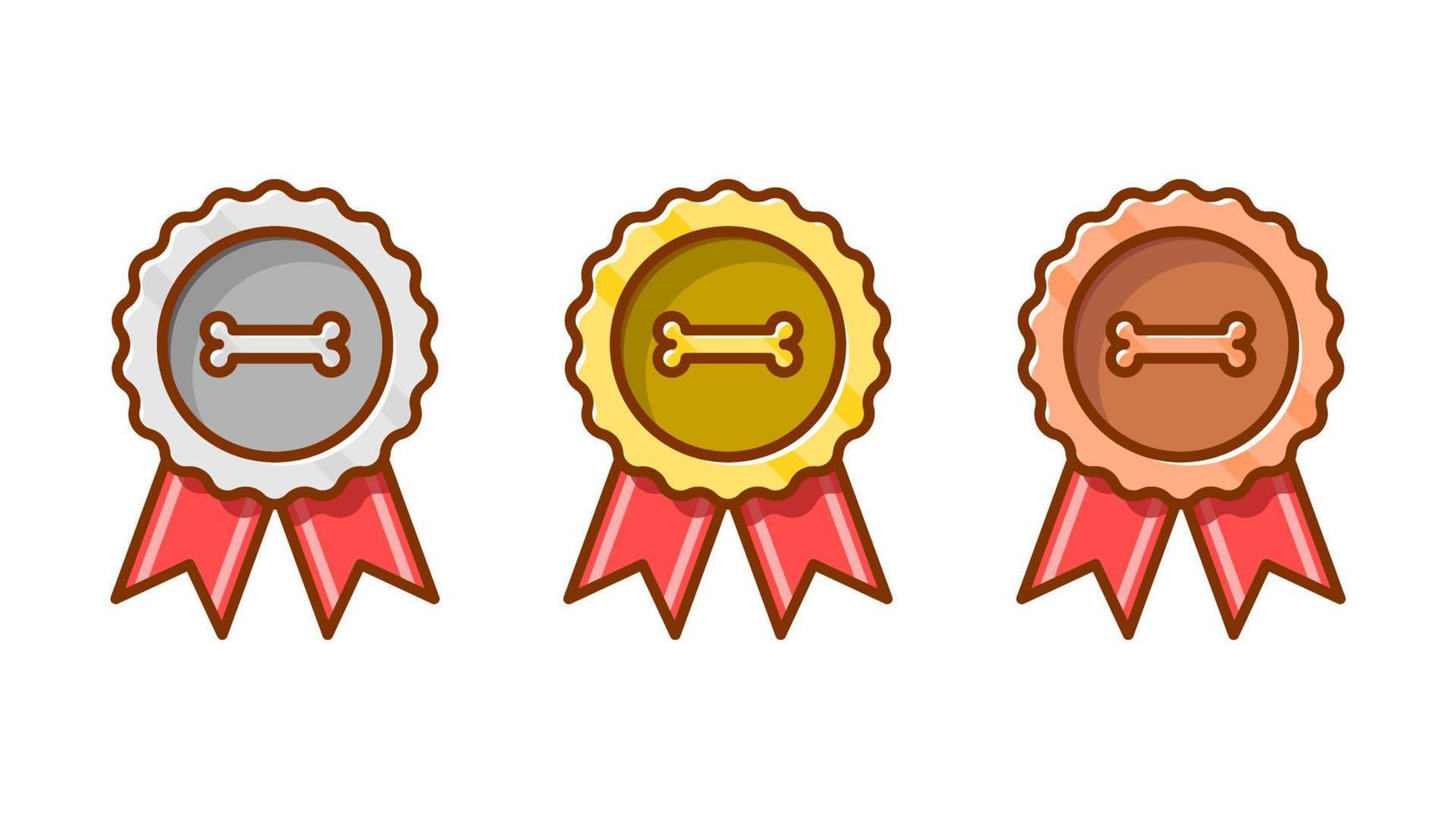 Pet Medals Bold Cartoon Style Front View Simple Illustration vector