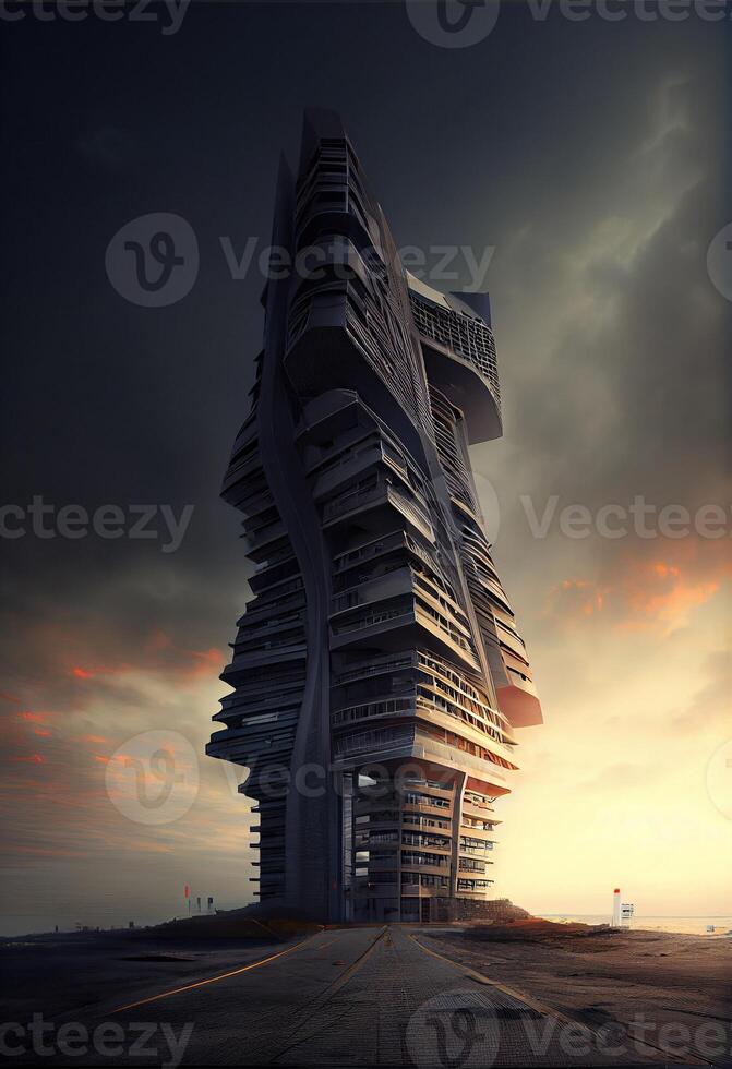 illustration of the awe-inspiring beauty of a modern skyscraper photo