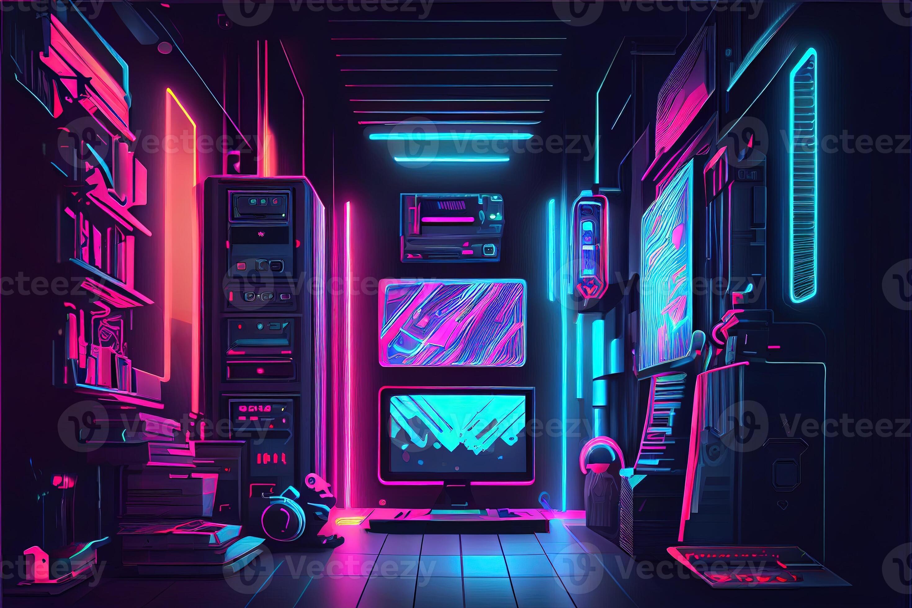 Premium Photo  Illustration of gaming background abstract cyberpunk style  of gamer wallpaper neon glow light of scifi fluorescent sticks digitally  generated image not based on any actual scene or pattern