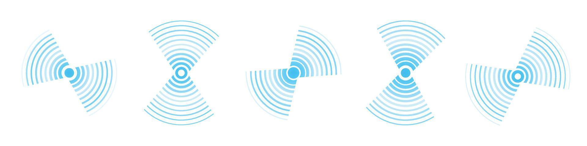 Sonar sound wave. Signal concentric circle. vibrations radial signal. Vector isolated illustration