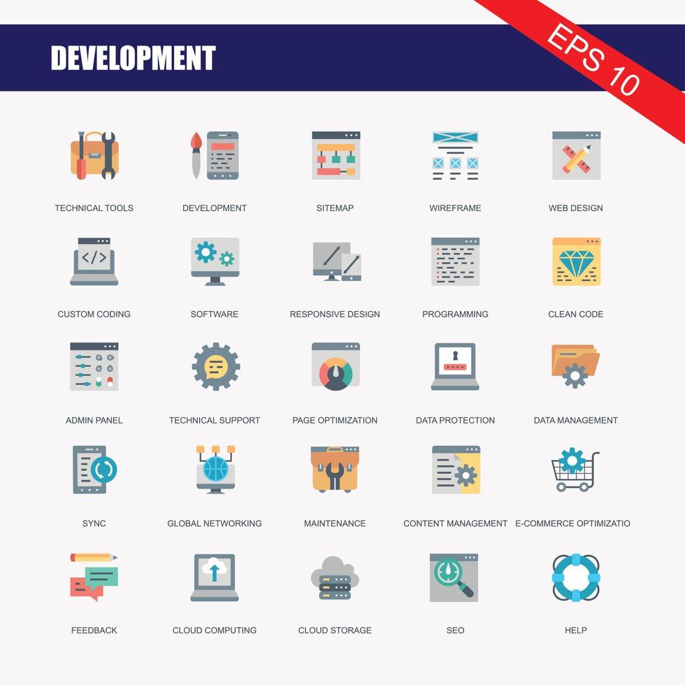 Vector DevOps icons. Editable stroke. Software development and IT operations set symbols. Test release monitor operate deploy plan code build