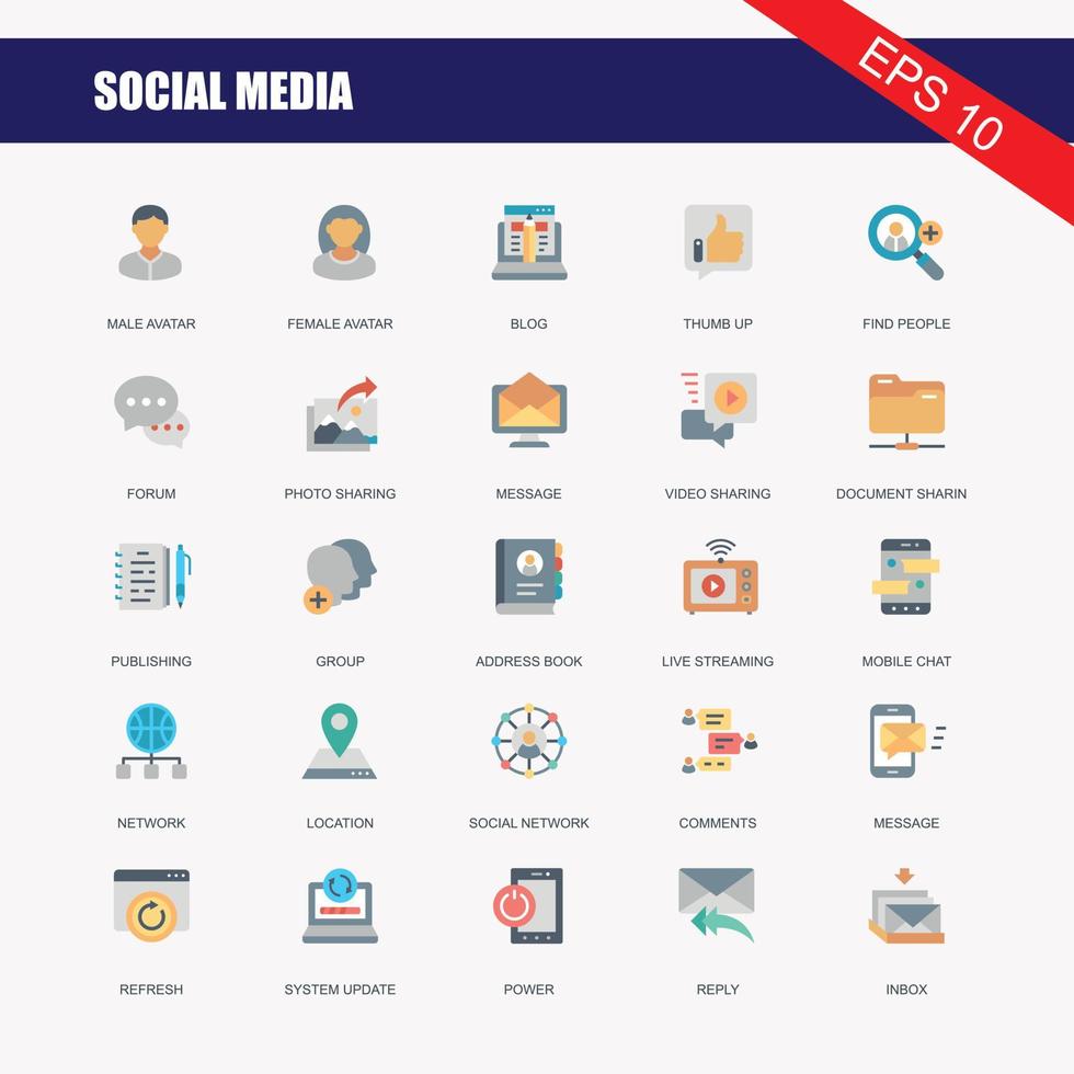 social media and network icons vector