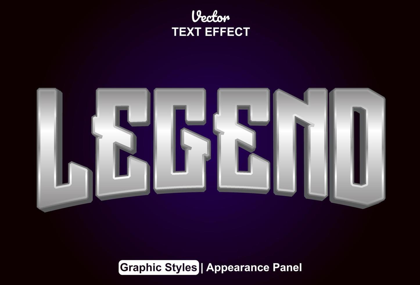 legend text effect with silver color graphic style and editable. vector