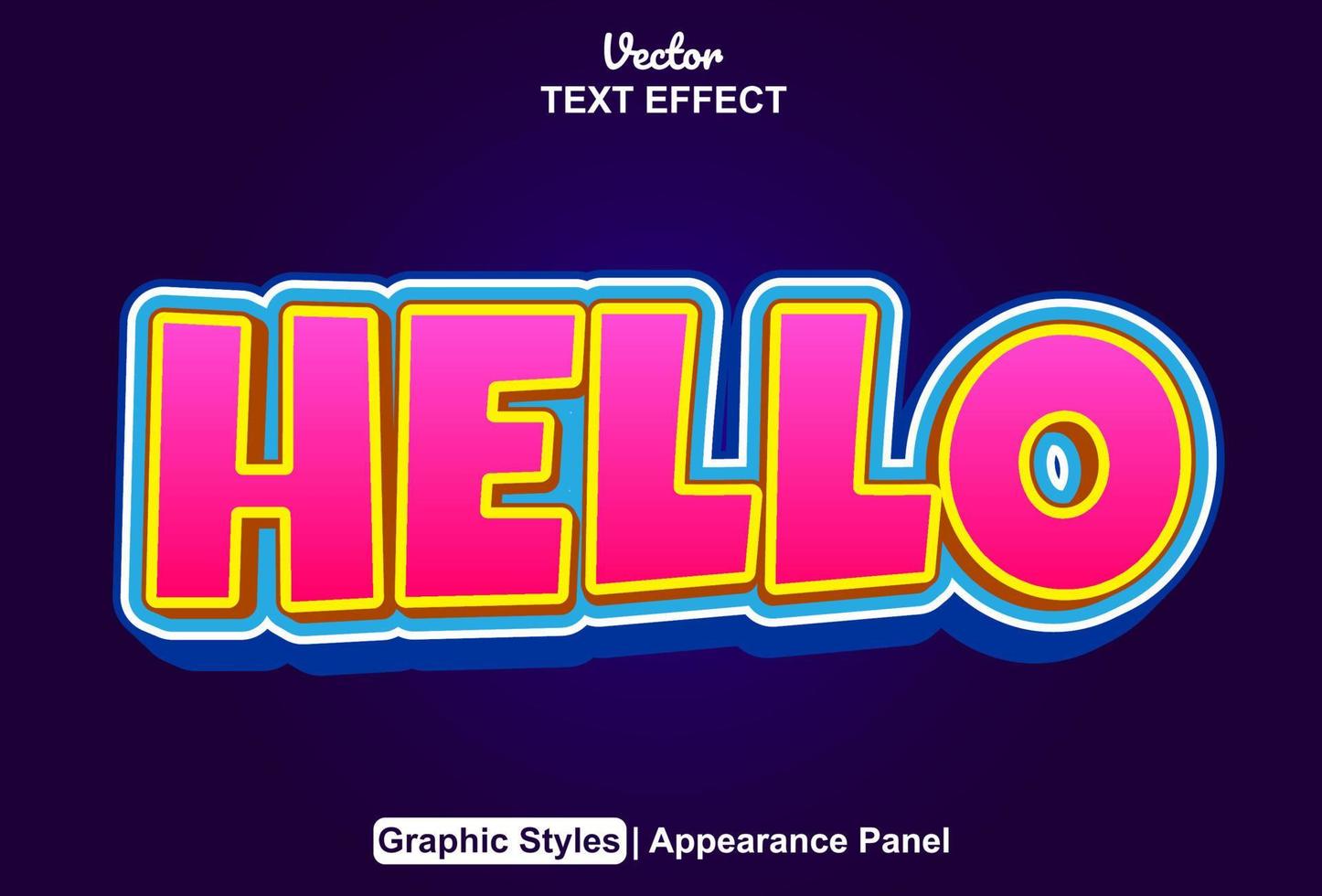 hello text effect with pink graphic style and editable. vector