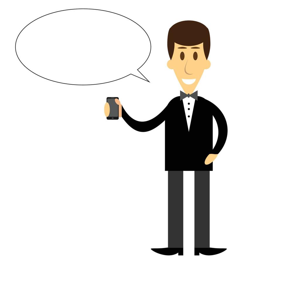 Man with smartphone bubble speech vector