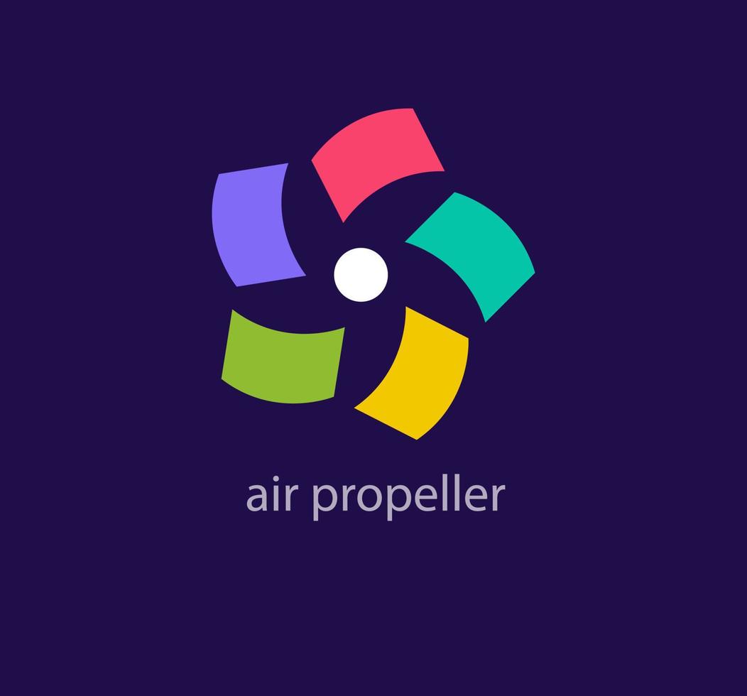 Air propeller logo. Unique color transitions. Colorful air conditioning fans logo template. vector