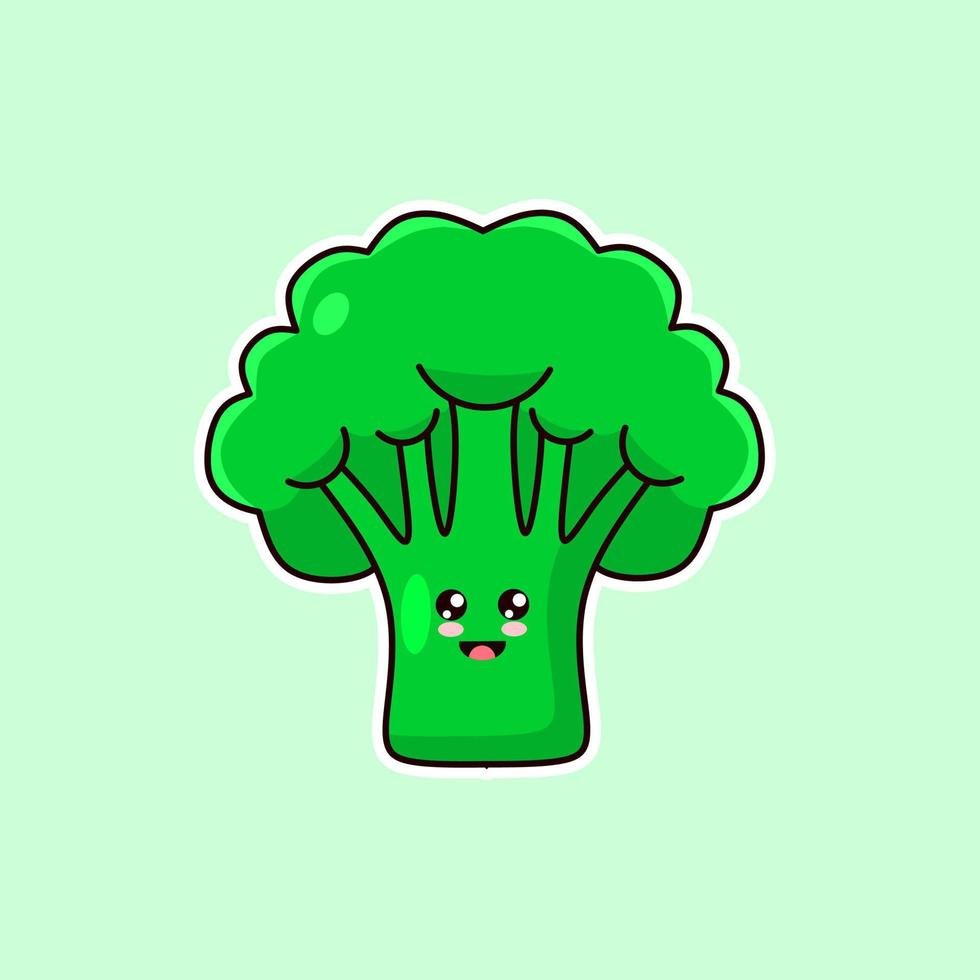 illustration vector graphic of cute character cartoon broccoli