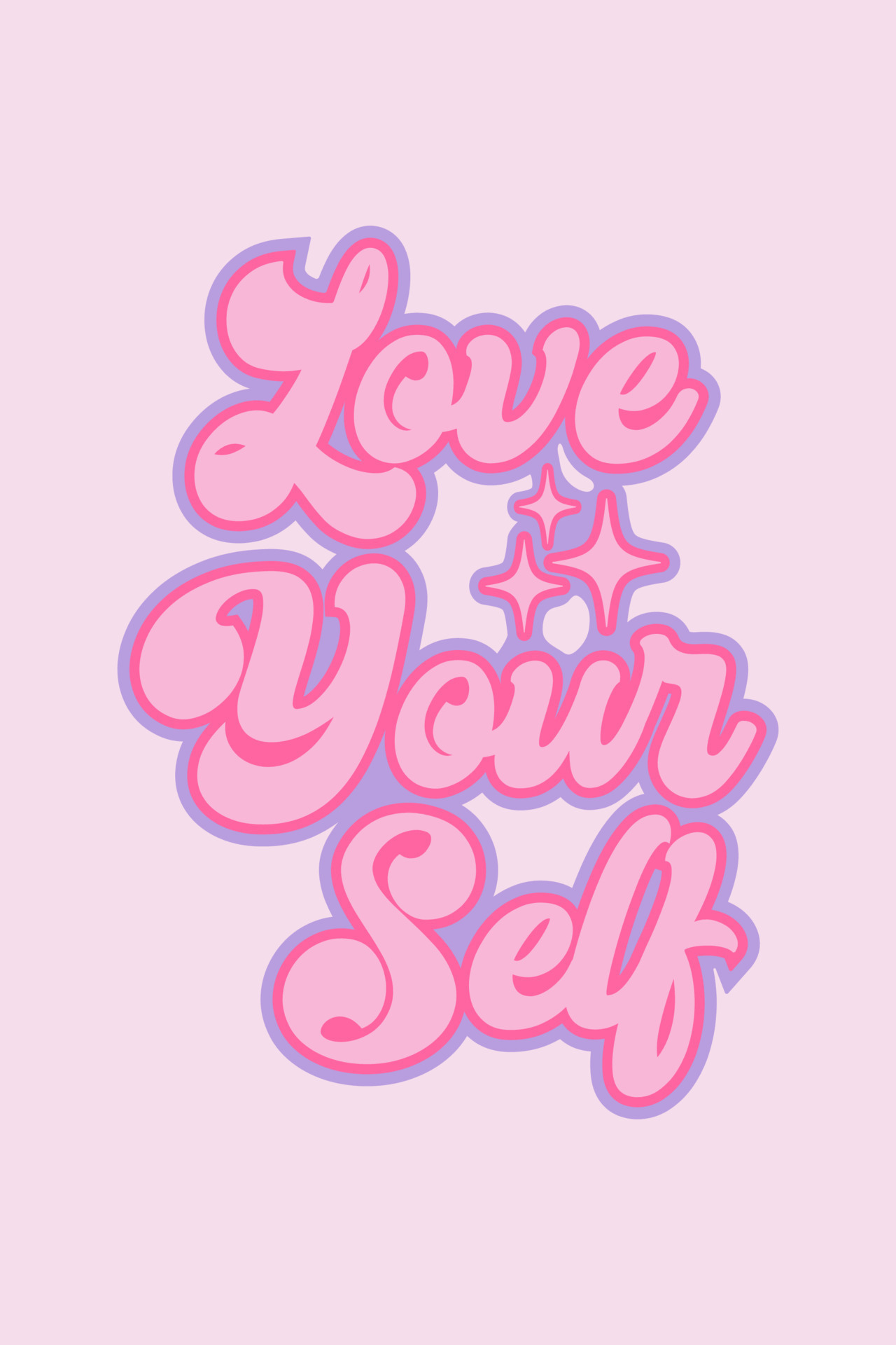 y2k trendy poster, nostalgia for 2000s 1990s, pink color, love yourself