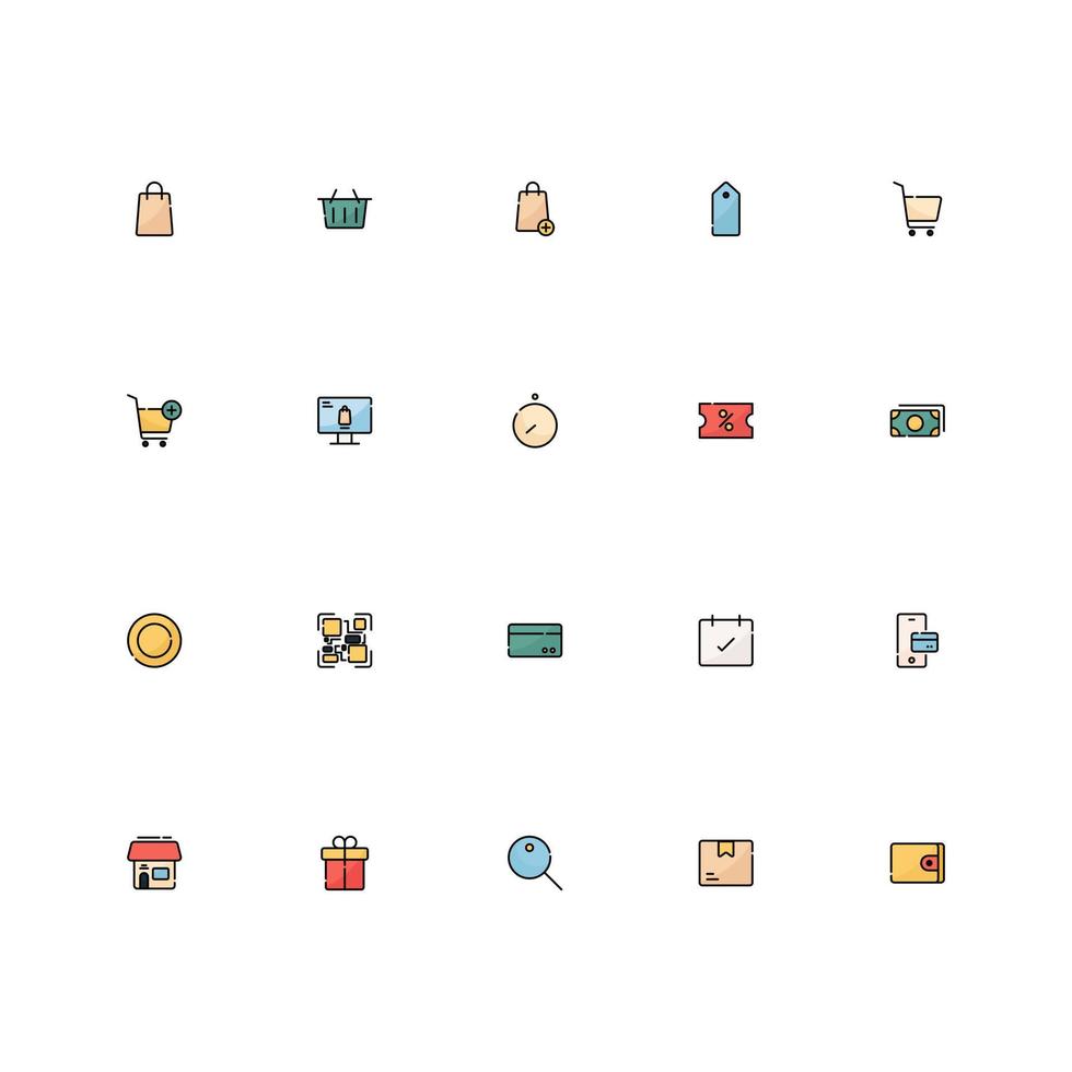 E-commerce icon set. Vector illustration.