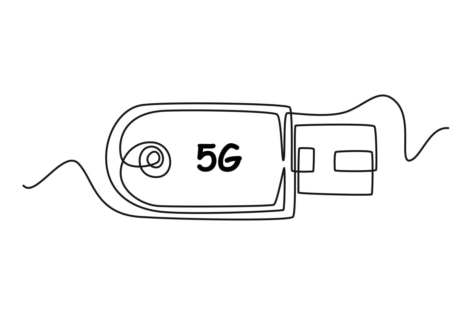 Single one line drawing 5G modem. 5G technology concept. Continuous