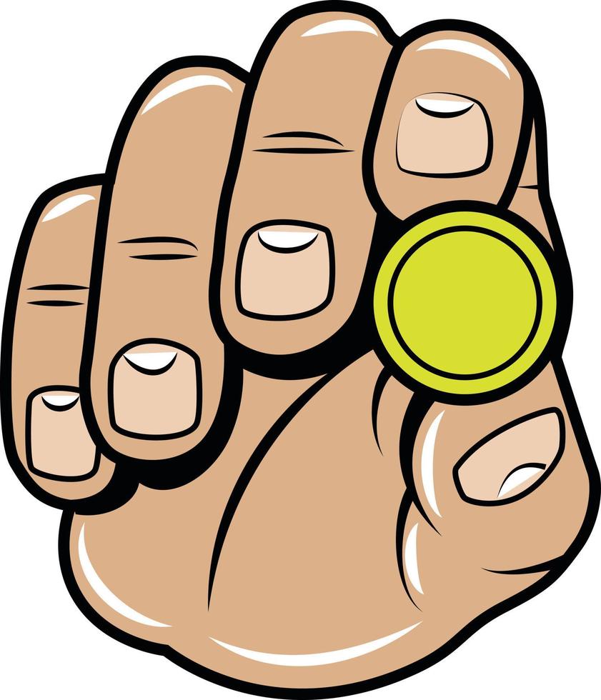Vector Image Of A Hand Showing A Yellow Coin