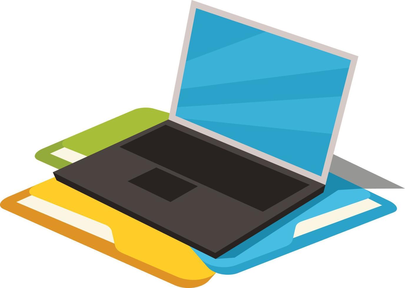 Vector Image Of A Laptop And Colorful File Folders