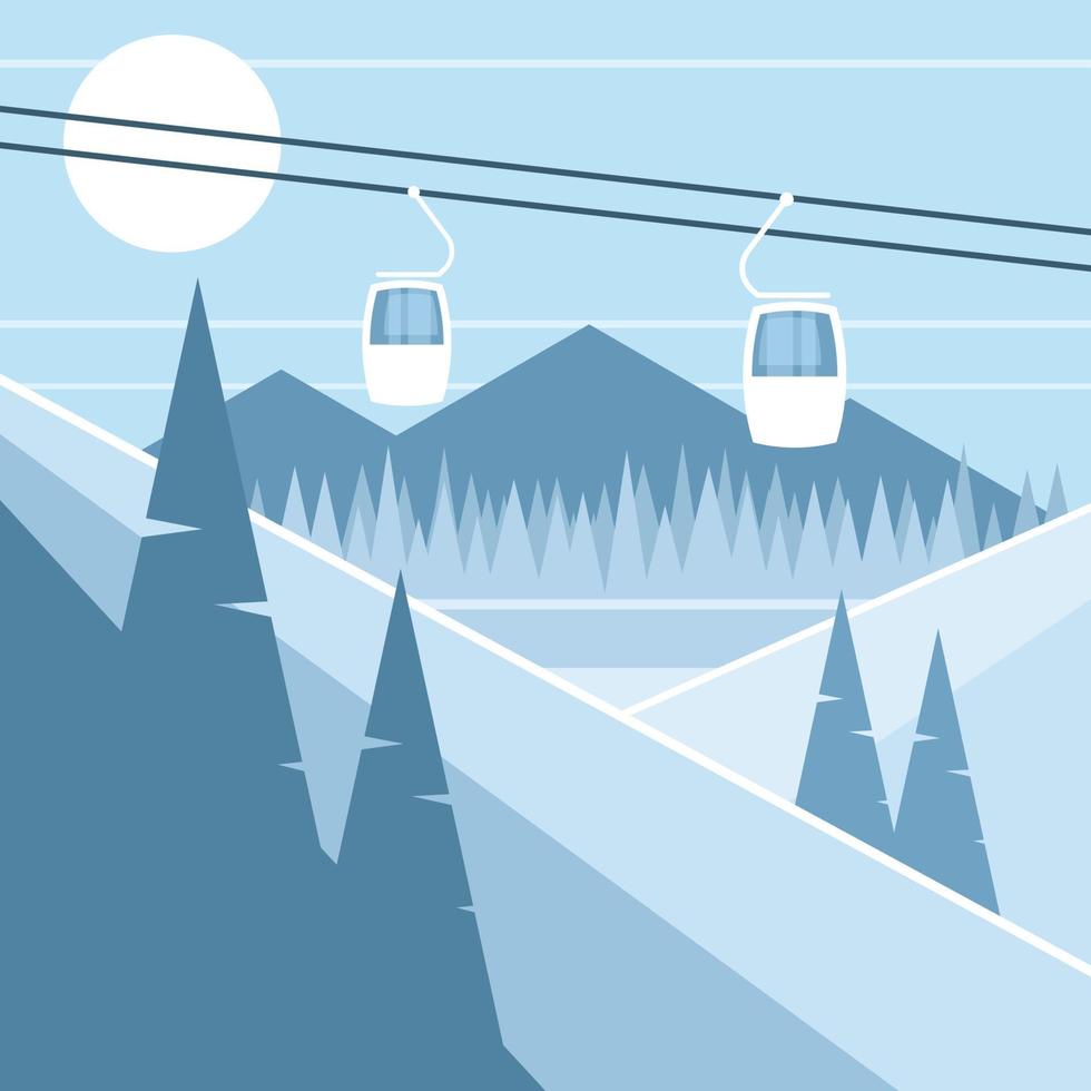 Vector Image Of A Cable Car Above Winter Resort