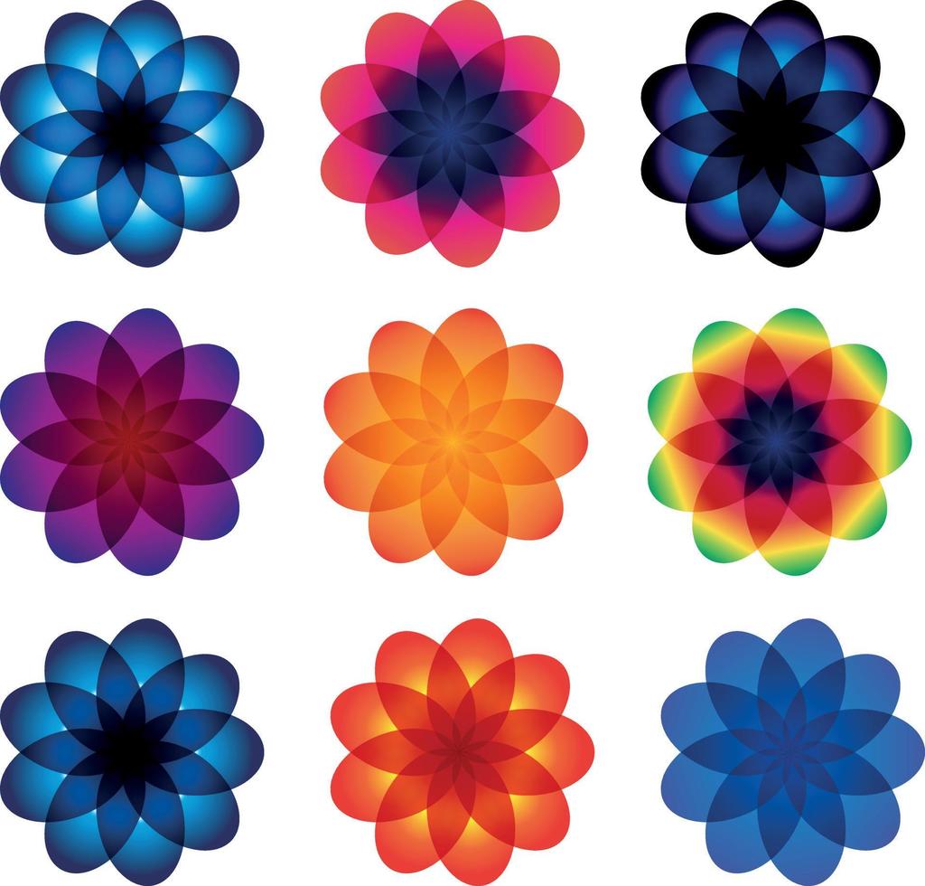 Floral Shapes In Various Colors vector