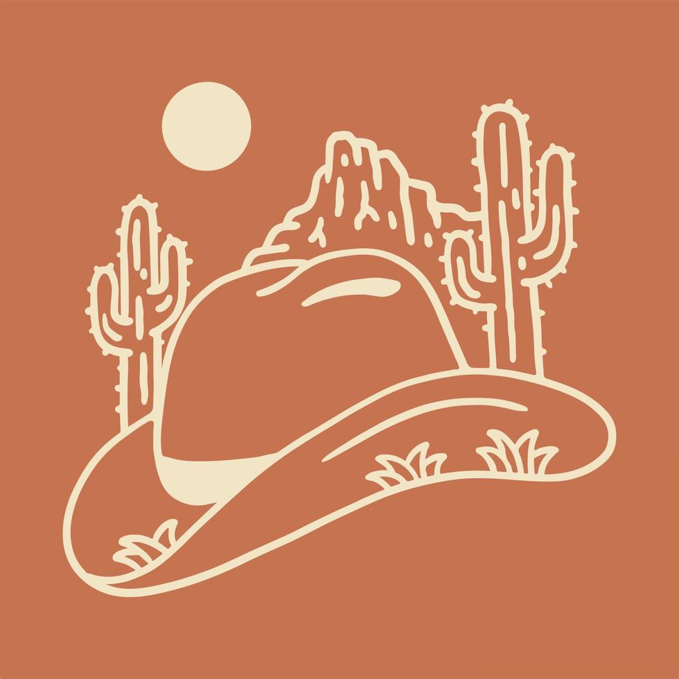 Desert and cactus design with cowboy hat combination vector