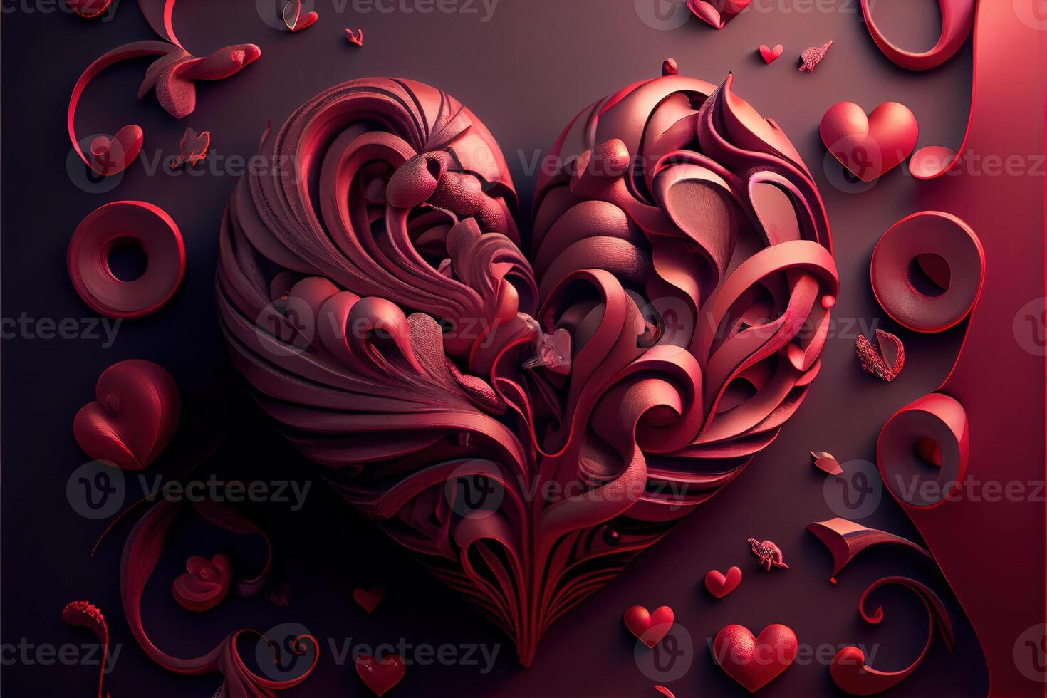 illustration of Valentine day background, love, romantic concept, heart shape. Neural network generated art. Digitally generated image. Not based on any actual scene or pattern. photo