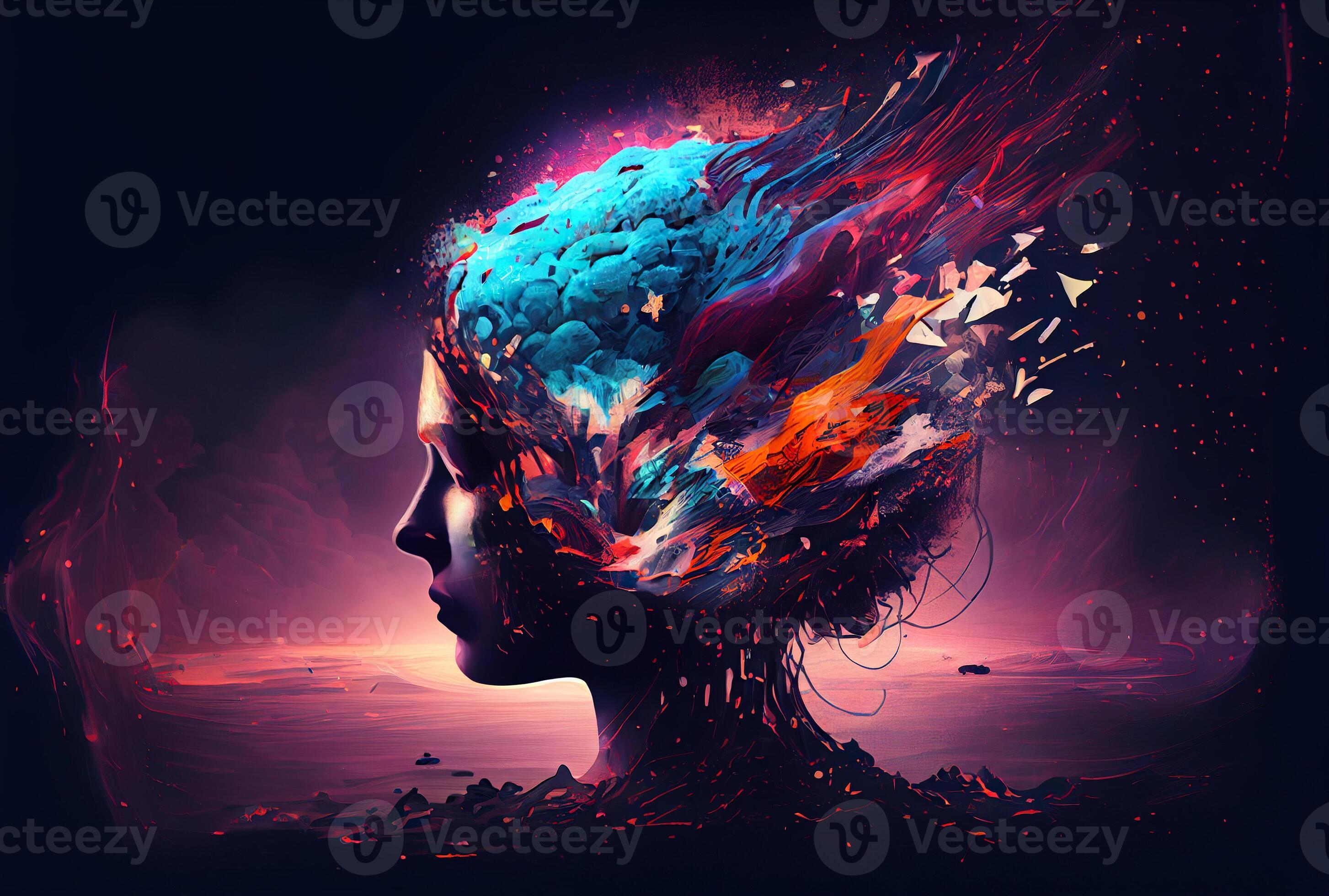 illustration of annual collective mind concept art, exploding mind ...