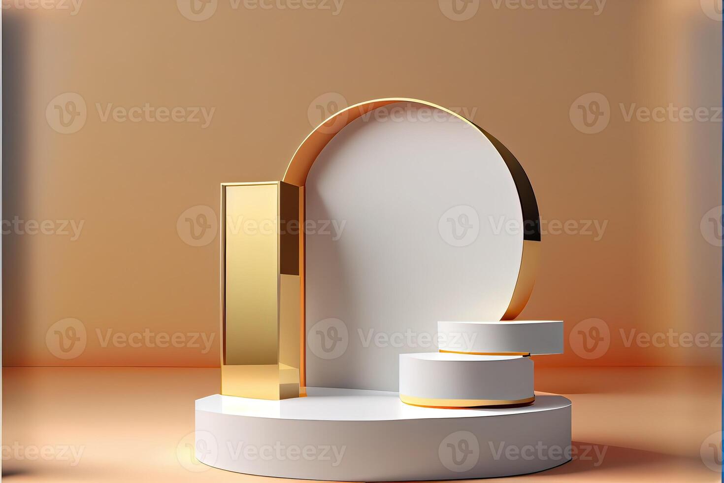 illustration of empty space podium display for product mockup natural background. Digital art photo