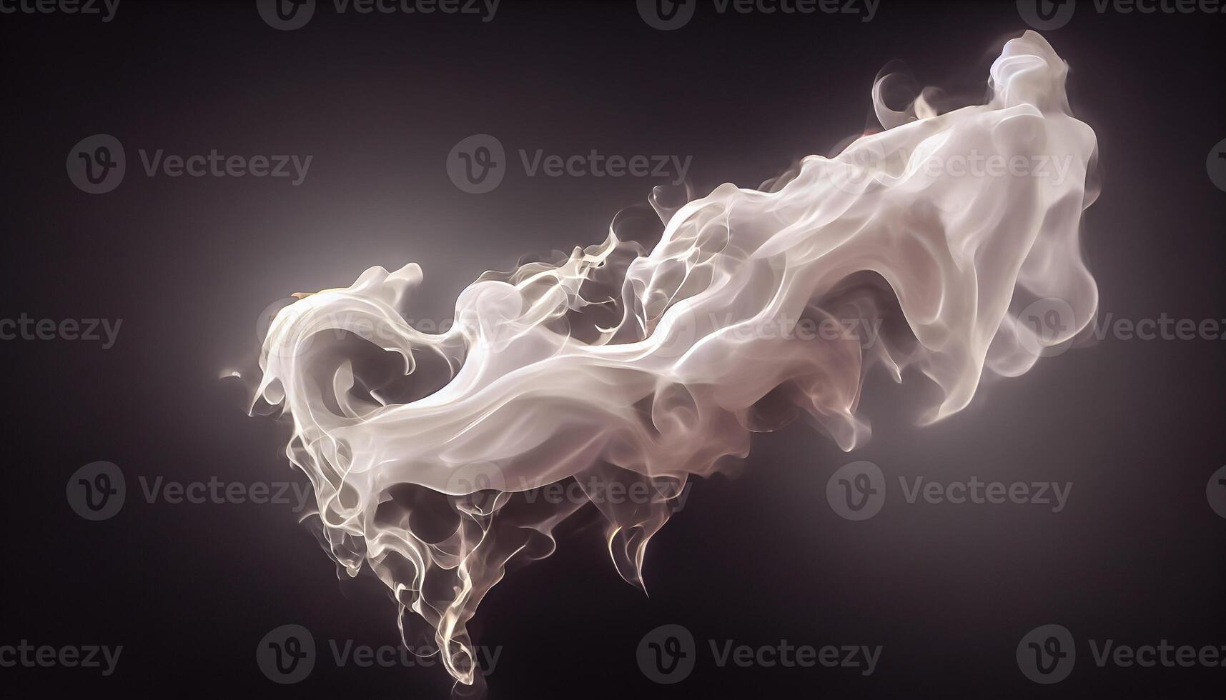 illustration of White curve fog, smoke, clouds, fire and dark background with spotlight. Abstract illustration art. Pattern texture, use for ad, poster and template, business.Digital art photo