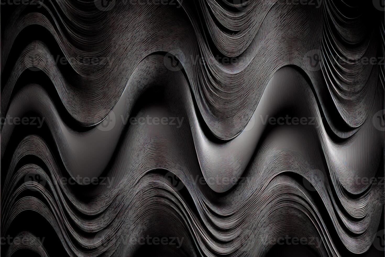 generativo ai ilustración de negro ondulado resumen capa como panorama fondo, ganancia y metal foto