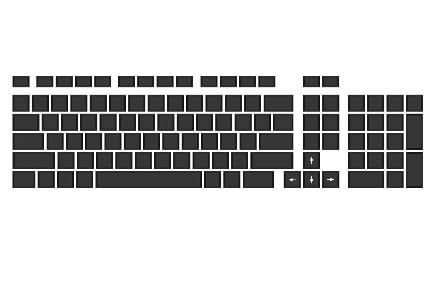 Gray Computer Keyboard with empty space for text, isolated on white background vector