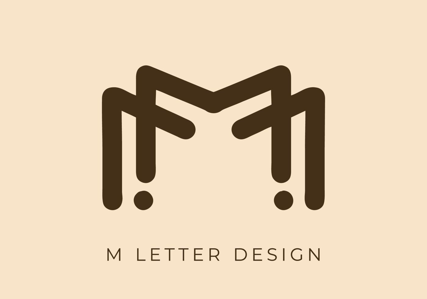 Unique Mono line design of M initial letter vector