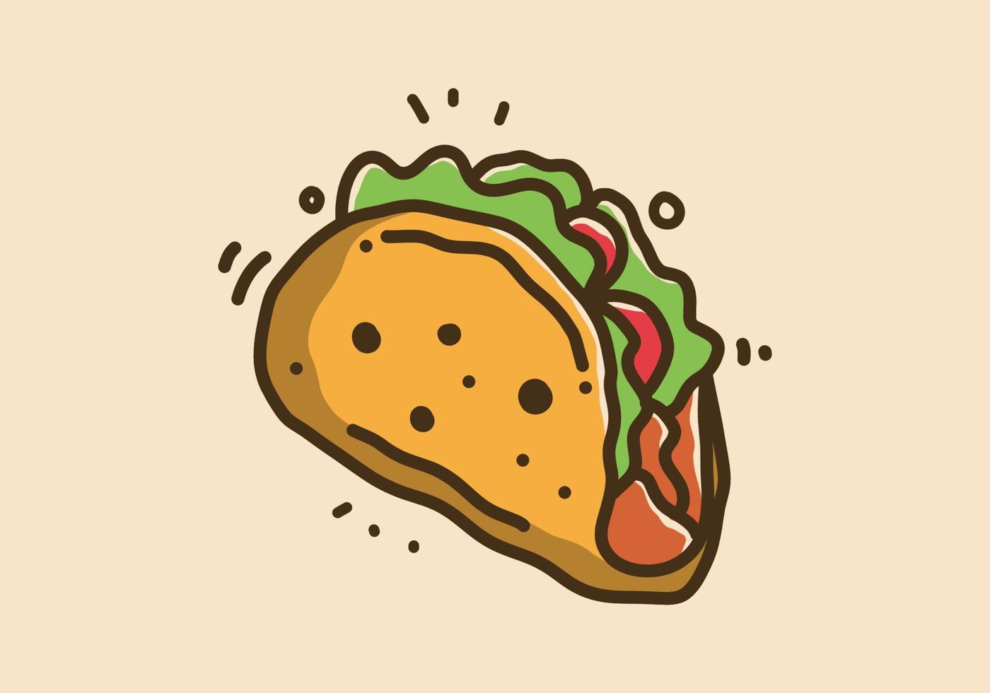 Hand drawing design of mexican food tacos vector