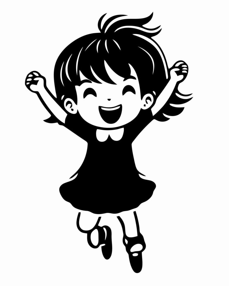 Cheerful Cartoon Girl Jumping vector