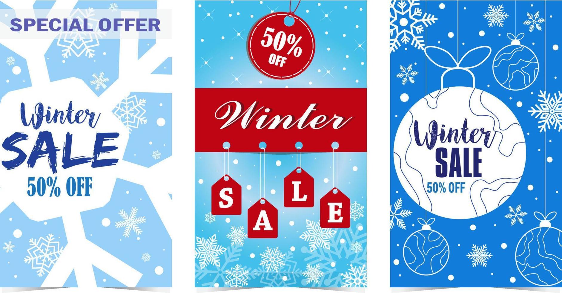 Set of Winter Sale Vector and Illustration.