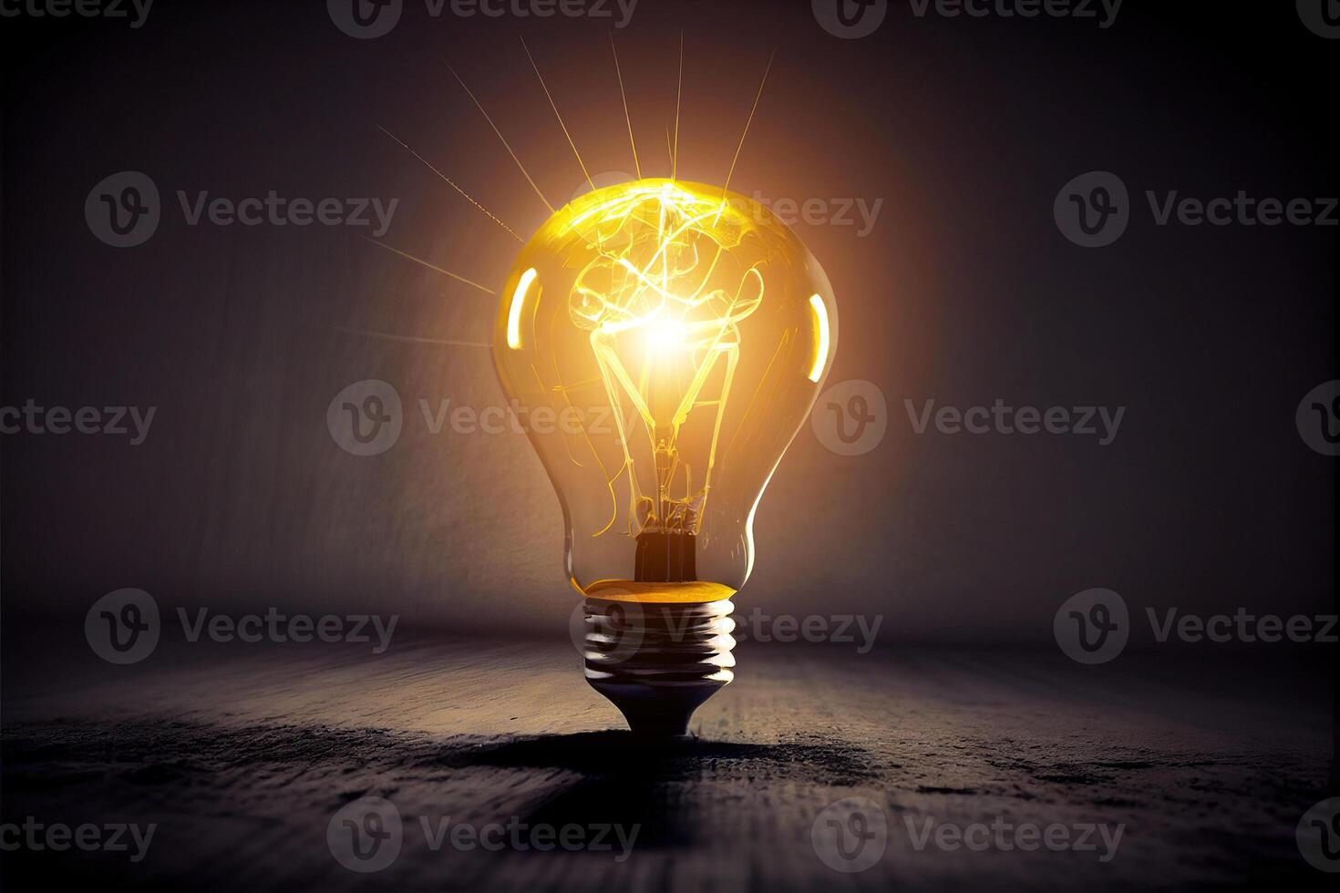 illustration of bright idea for business, education, star up growth, light bulbs on dark background, idea concept photo