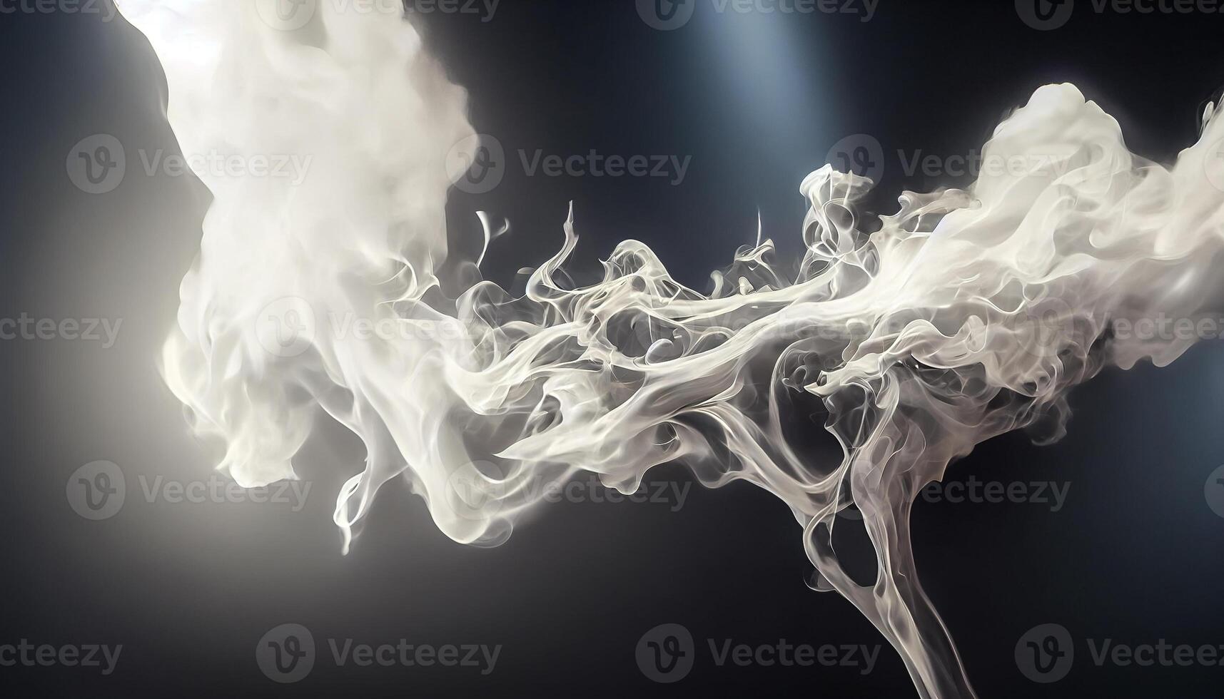 illustration of White curve fog, smoke, clouds, fire and dark background with spotlight. Abstract illustration art. Pattern texture, use for ad, poster and template, business.Digital art photo