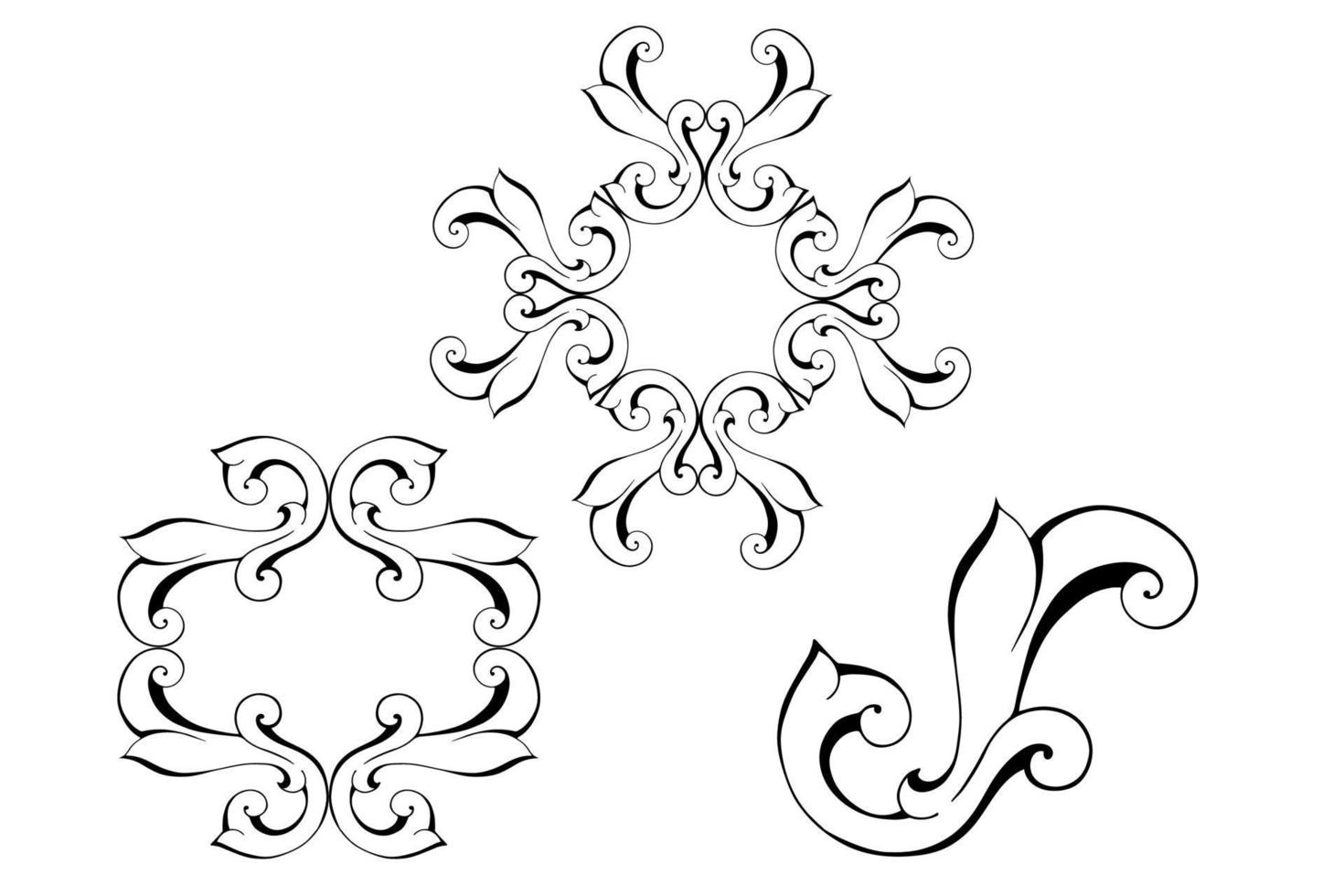 Remolino de ornamento de pergamino barroco vintage de damasco vectorial. remolino del escudo heráldico del monograma victoriano. retro floral hoja patrón borde follaje antiguo acanto caligrafía grabado tatuaje azulejo elemento de decoración vector