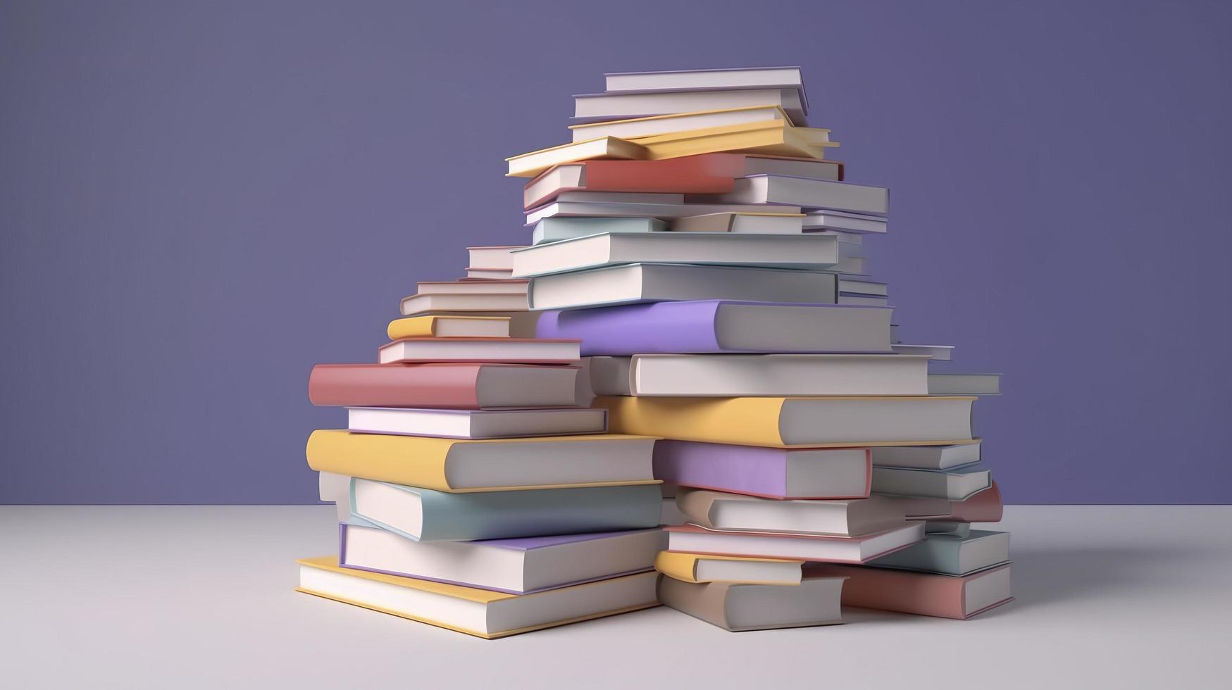 Pile of books 3d render isolated on background, generat ai photo