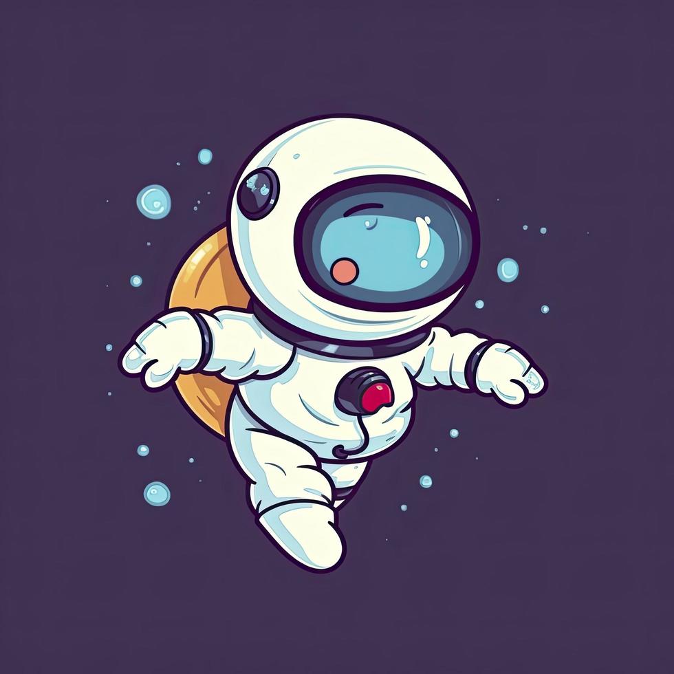 Cute astronaut super flying cartoon icon illustration, generat ai photo