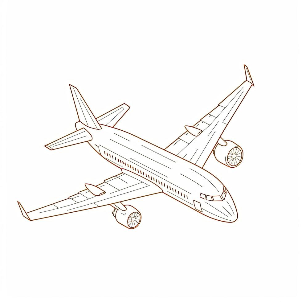 Outline airplain illustration, generat ai photo