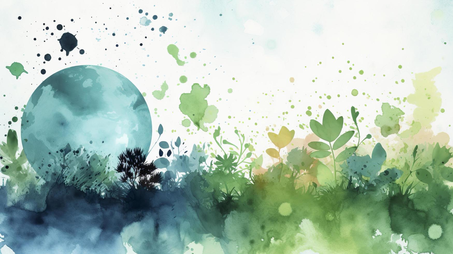 Free watercolor earth day background, generat ai photo