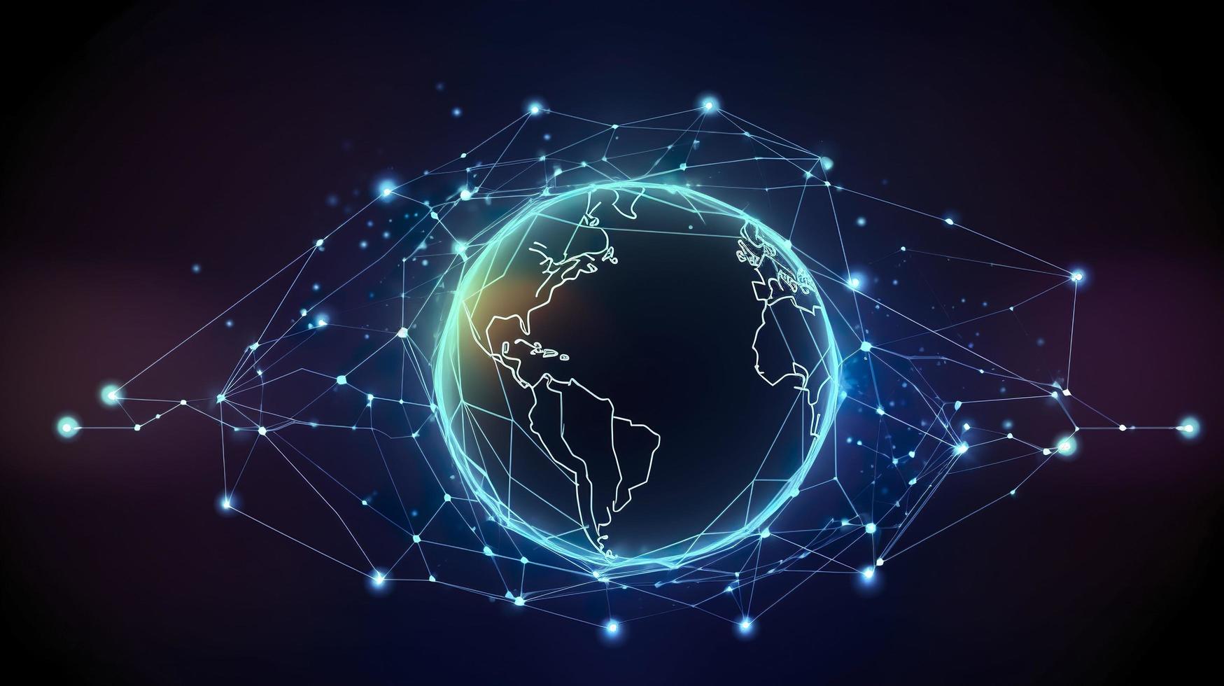 Free digital global connection network technology background, generat ai photo