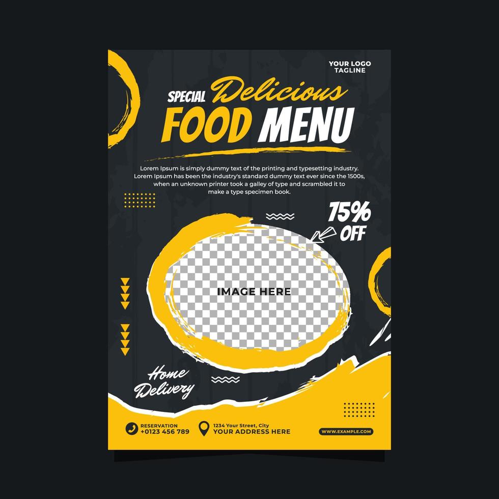 Special delicious food menu flyer template design vector