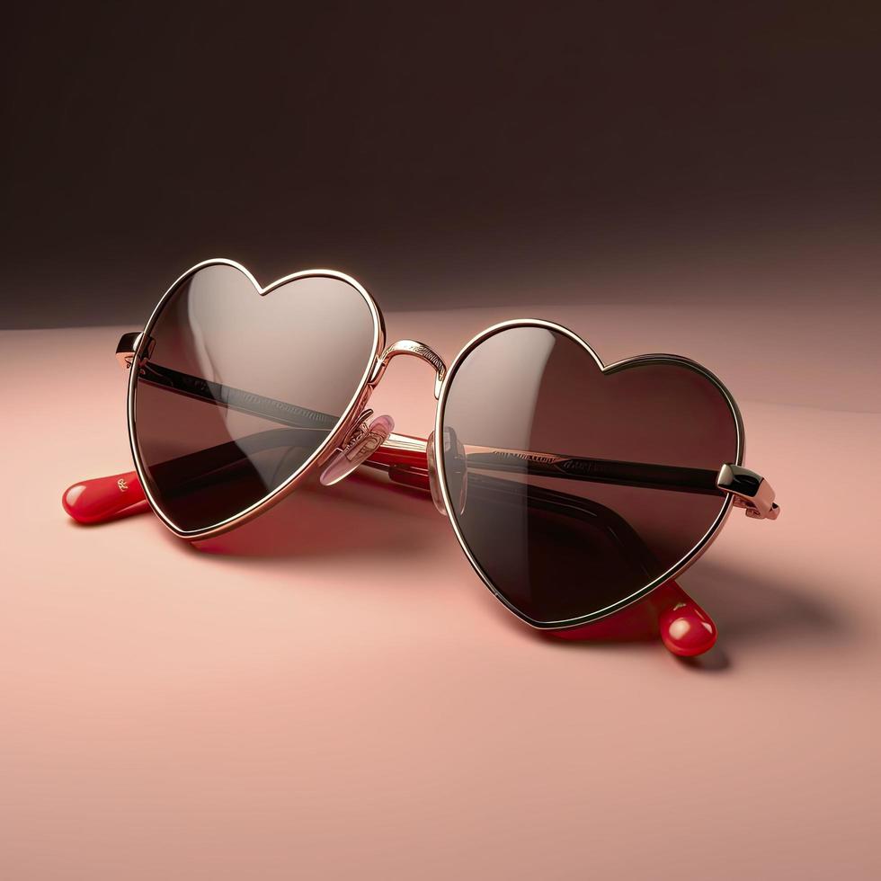 view of heart-shapes sunglasses, generat ai photo