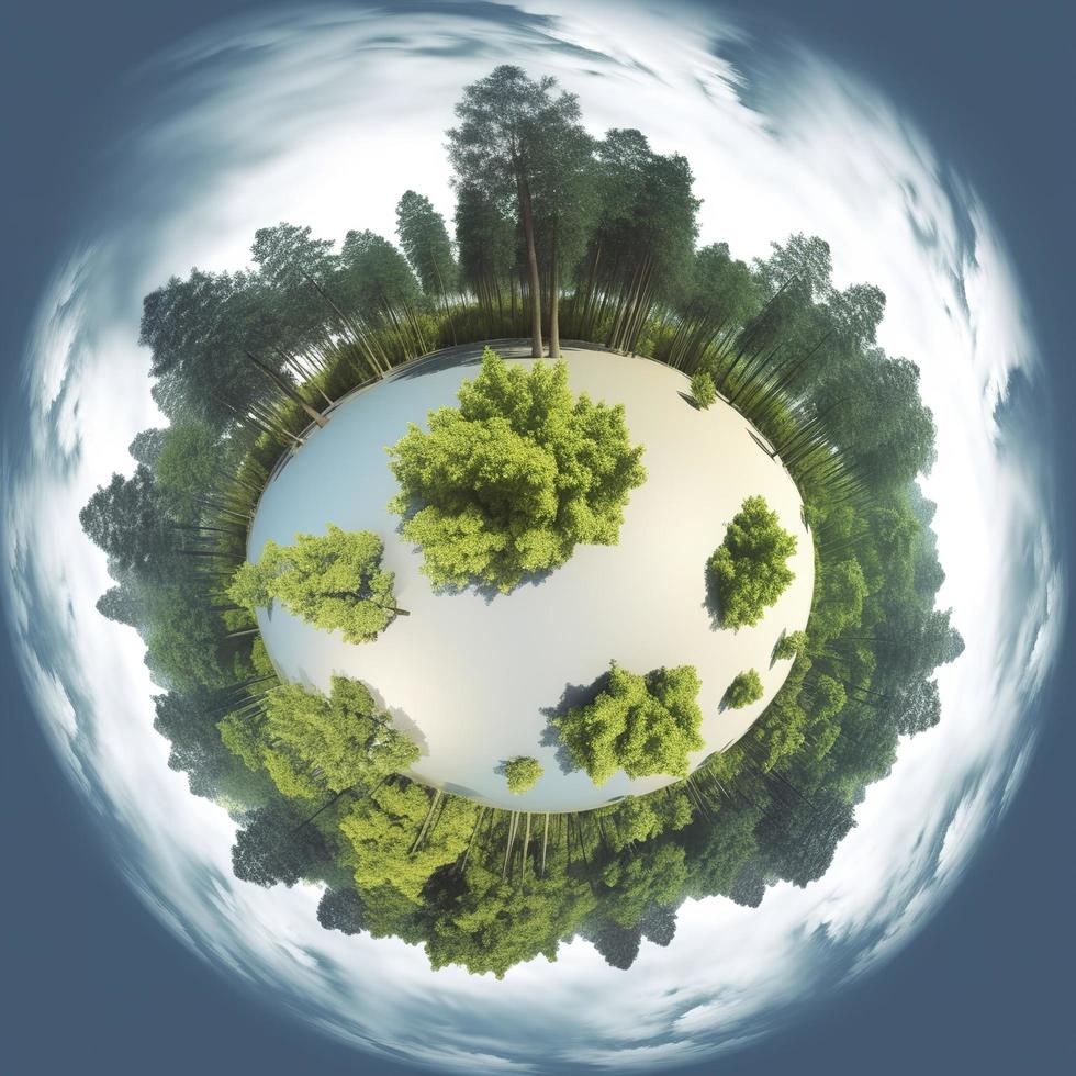 Free photo sphere with trees, generat ai