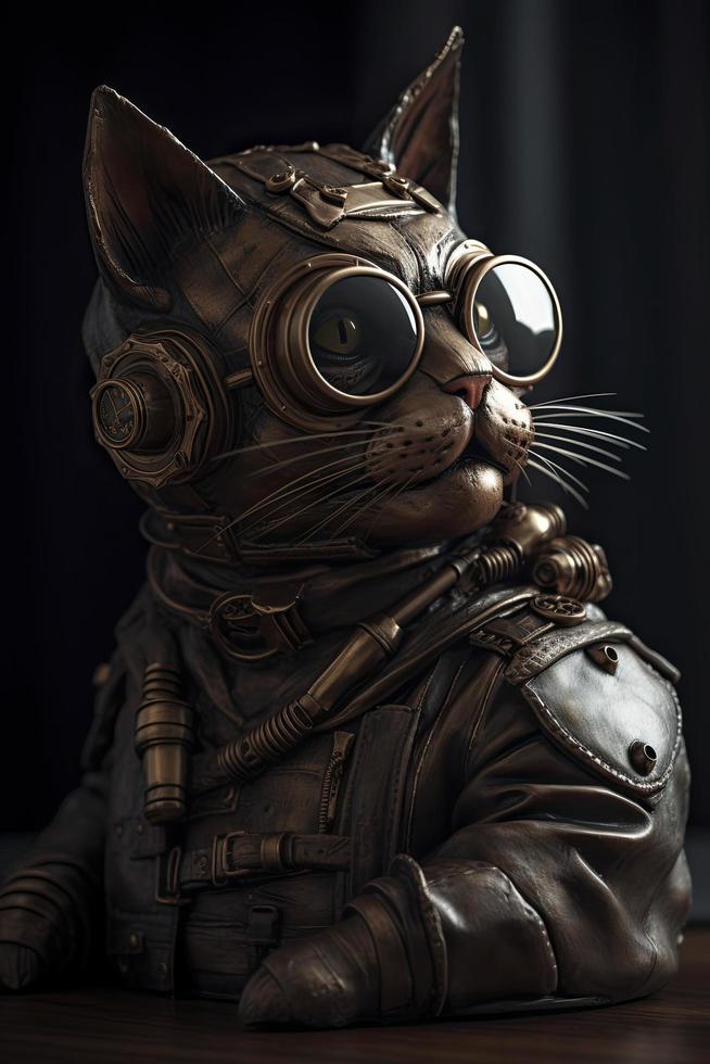 steampunk cat, 3d render, octane render, Generate Ai photo