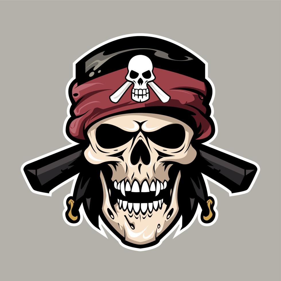 pirate skull with headband vector