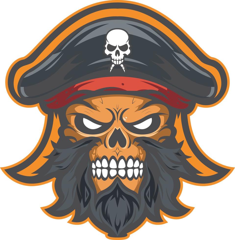Pirate skull with beard vector