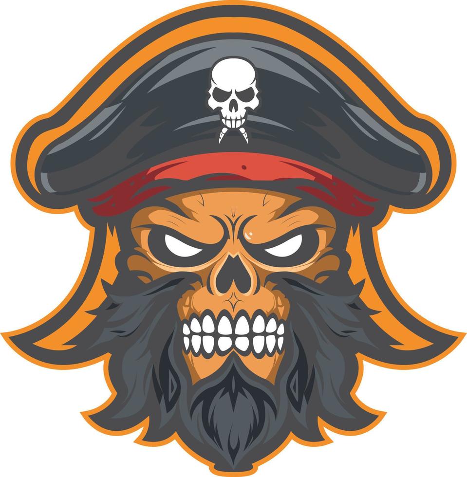 Pirate skull with beard vector