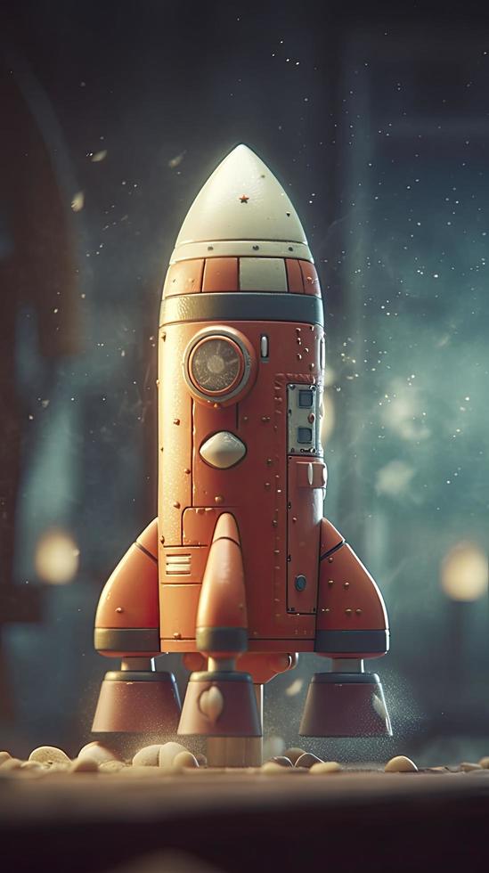 toy rocket launch on bright background, Generate Ai photo