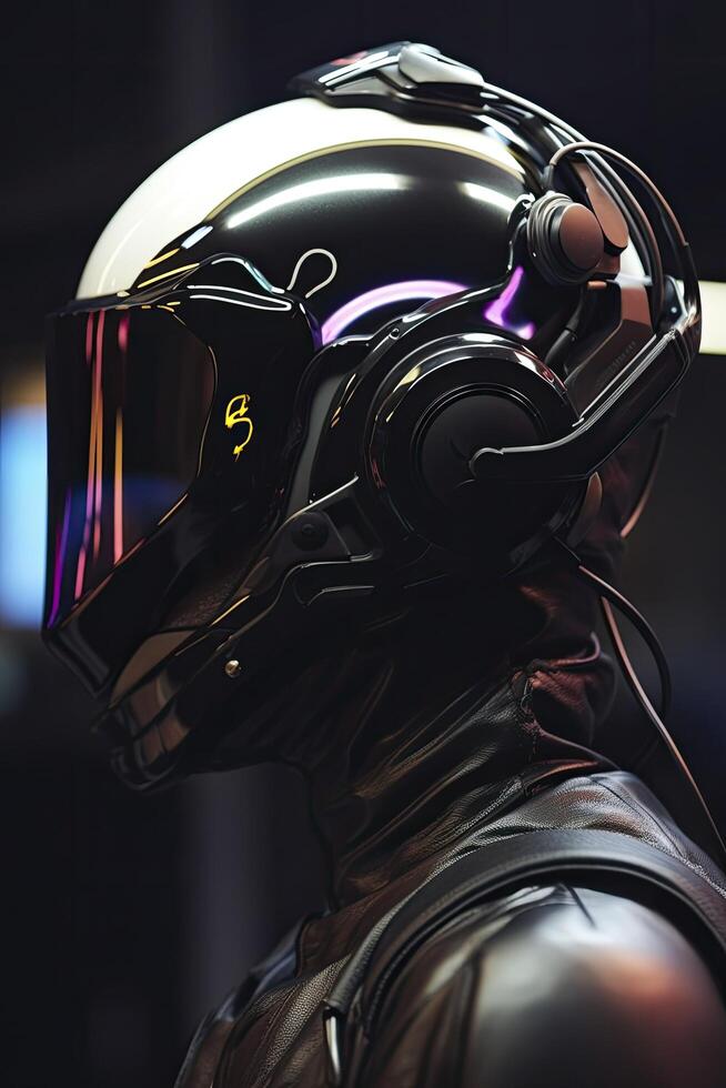 Free photo hightech helmets on humanoid being